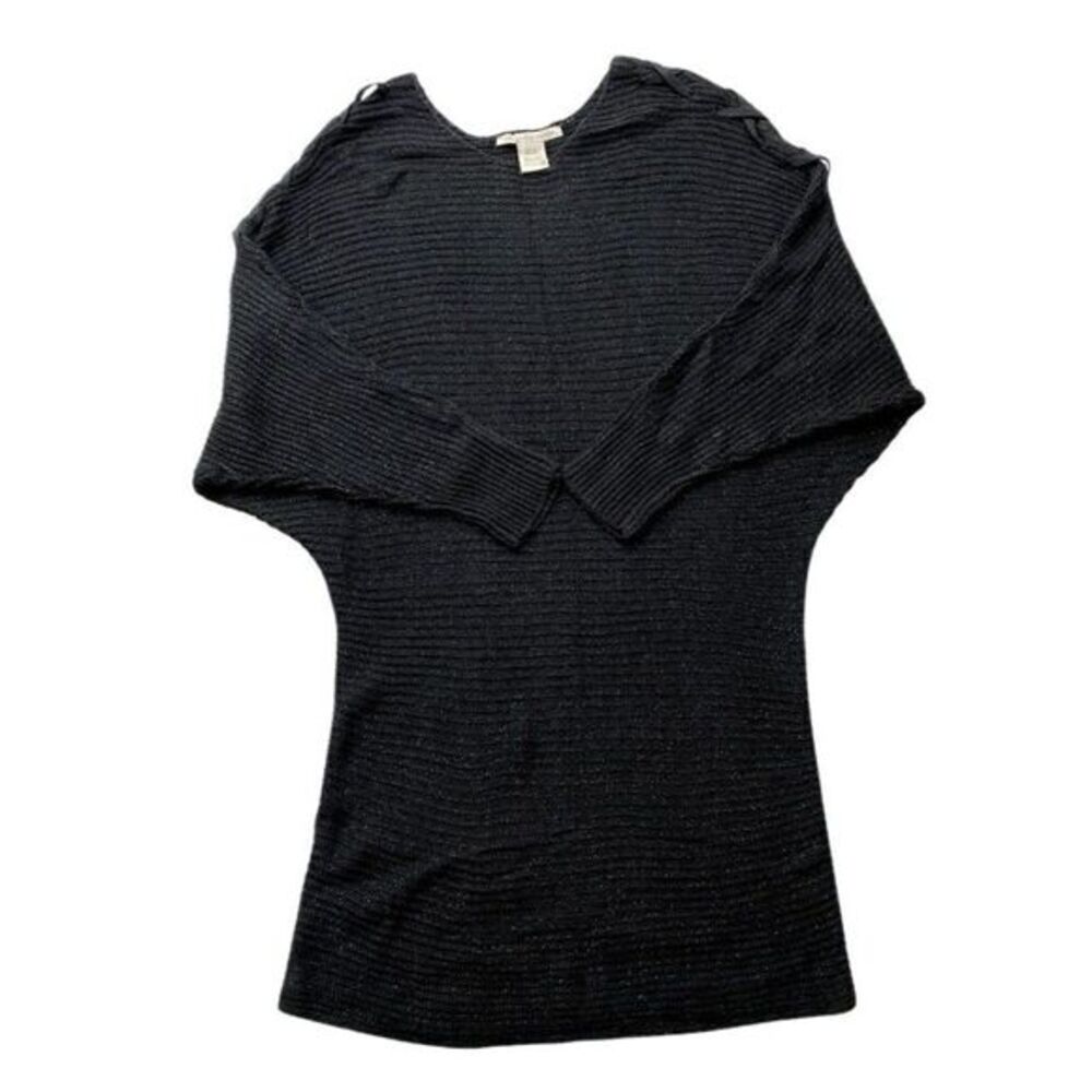 American Rag Tunic Sweater Top Black Small Glitter‎